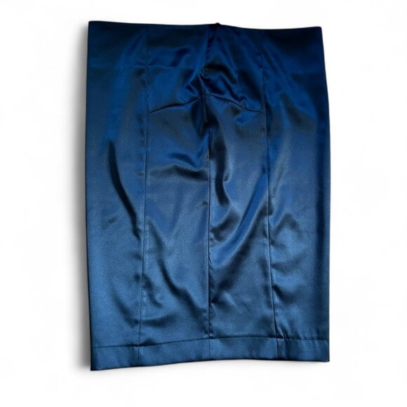 Just Cavalli Black Stretch Satin Midi Back Zip Up Pencil Skirt | EUC Size 44/8 - Picture 1 of 7